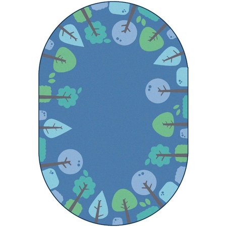 CARPETS FOR KIDS 8 x 12 ft. Kidsoft Tranquil Trees RugBlue Oval 1768